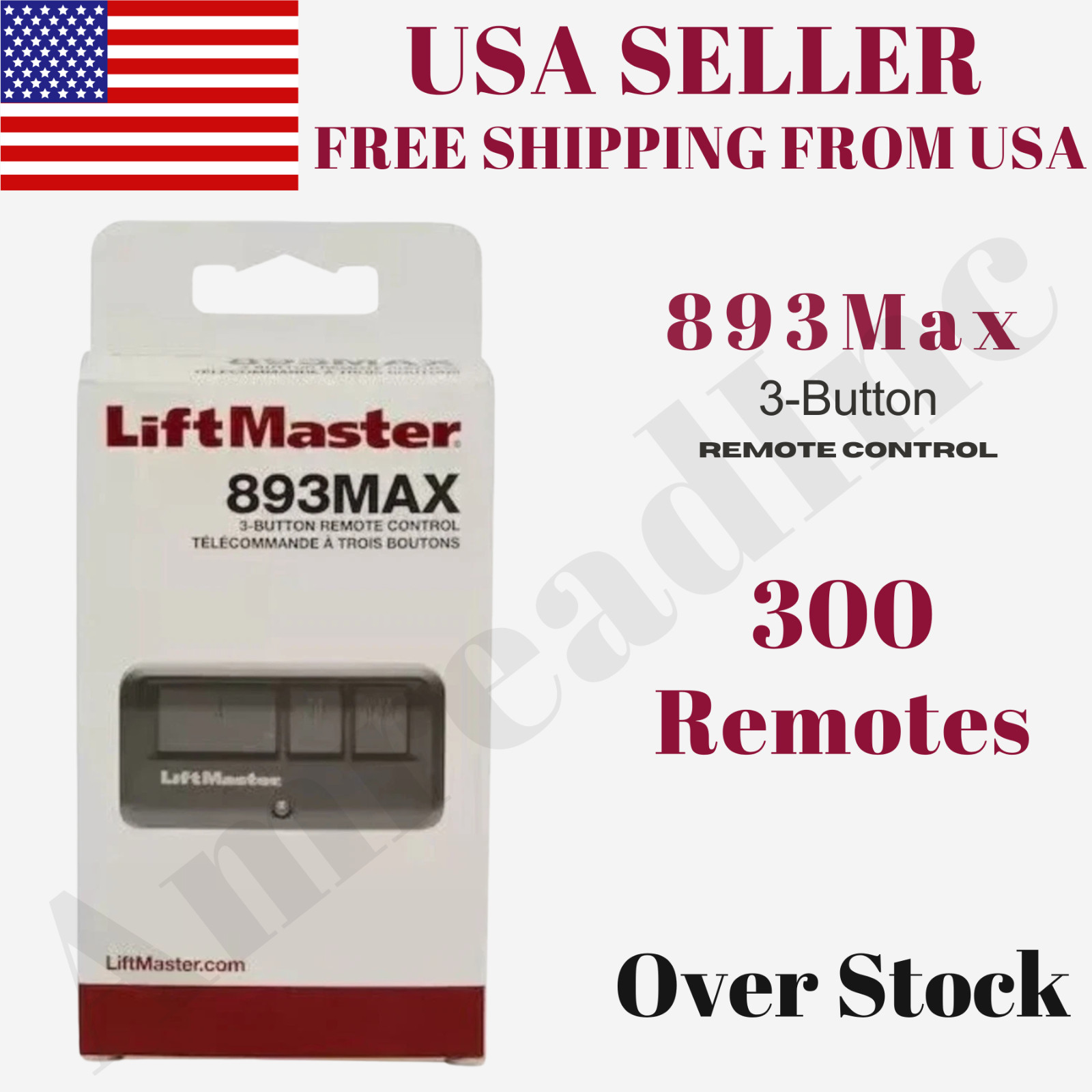LiftMaster 893MAX Garage Door Remote Control Bulk Lot – 300 Units