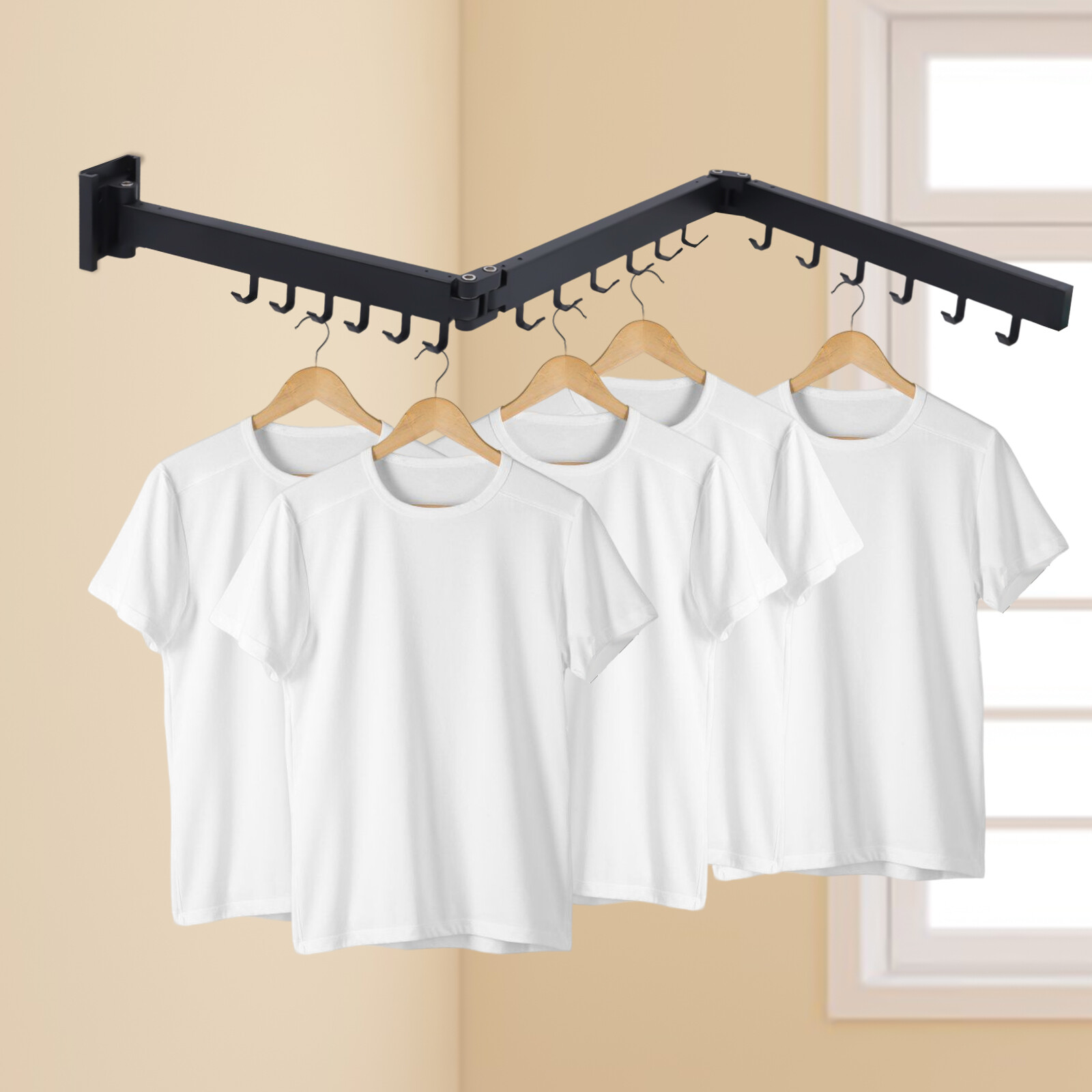 Clothes Drying Rack Laundry Organizer Folding Retractable Wall Mount Hanger