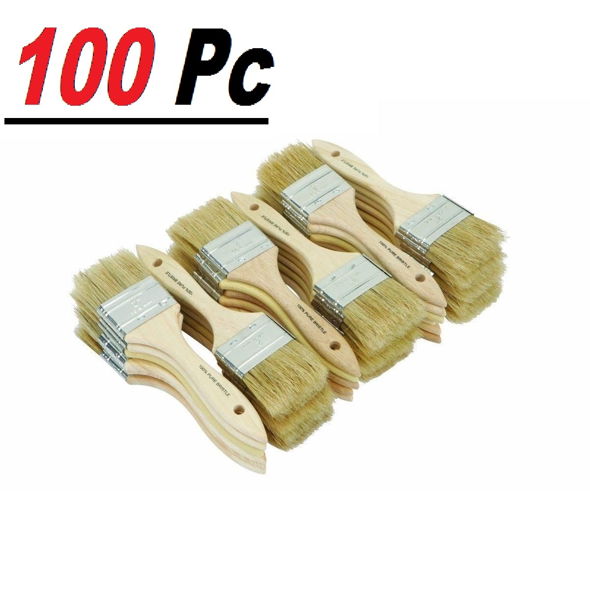 100 Chip Brush Brushes Perfect Adhesives Paint Touchups Sizes 0.5" 1" 1.5" 2" 3"