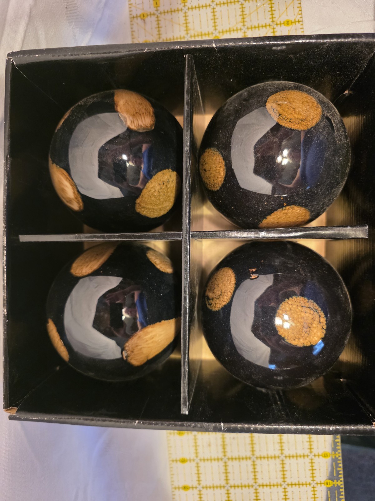 Decorative Porcelain Brown And Copper Ball Set-4, 4"