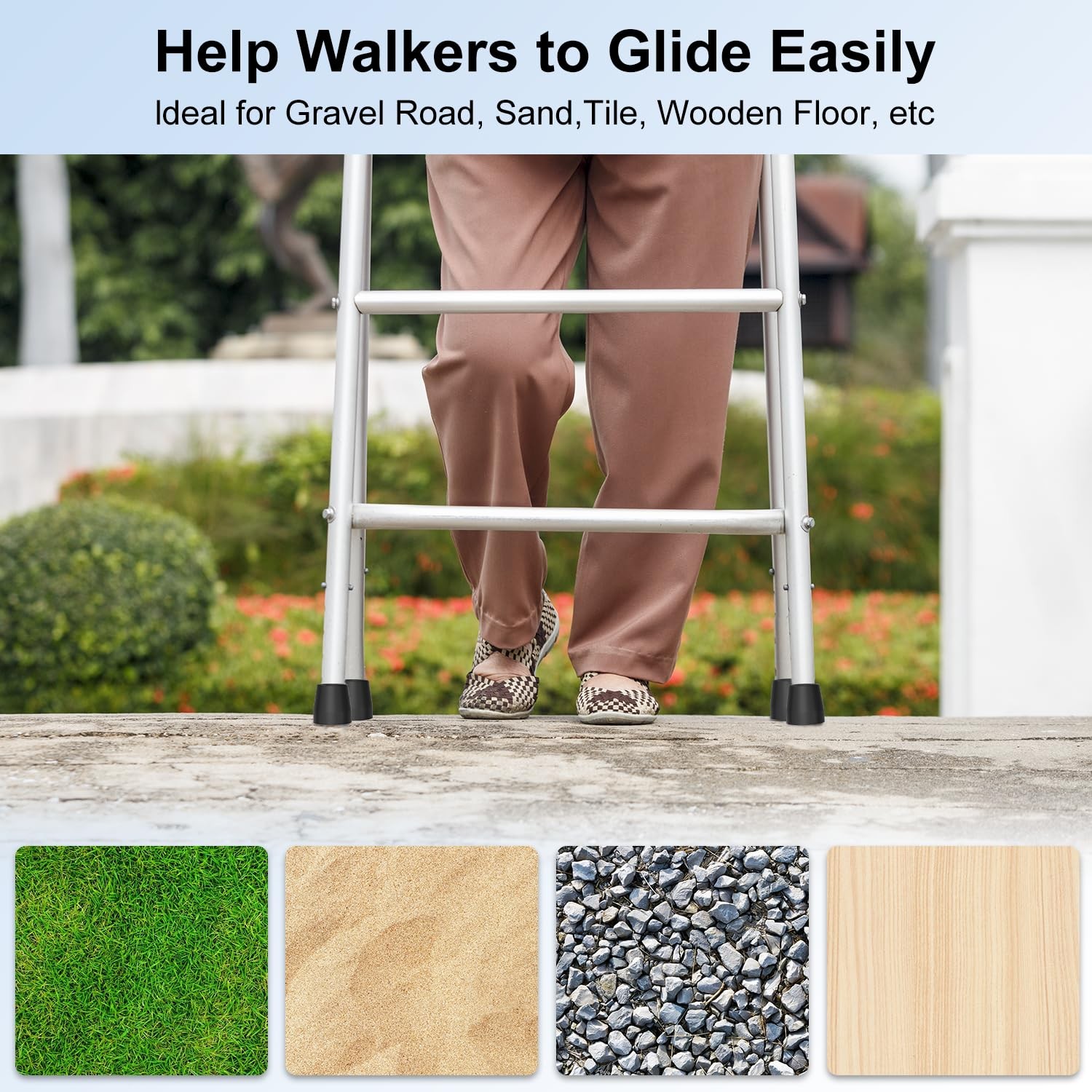 Walker Tips (8-Pack), 1 Inch Feet Caps for Walker, Heavy Duty Rubber Tips for...