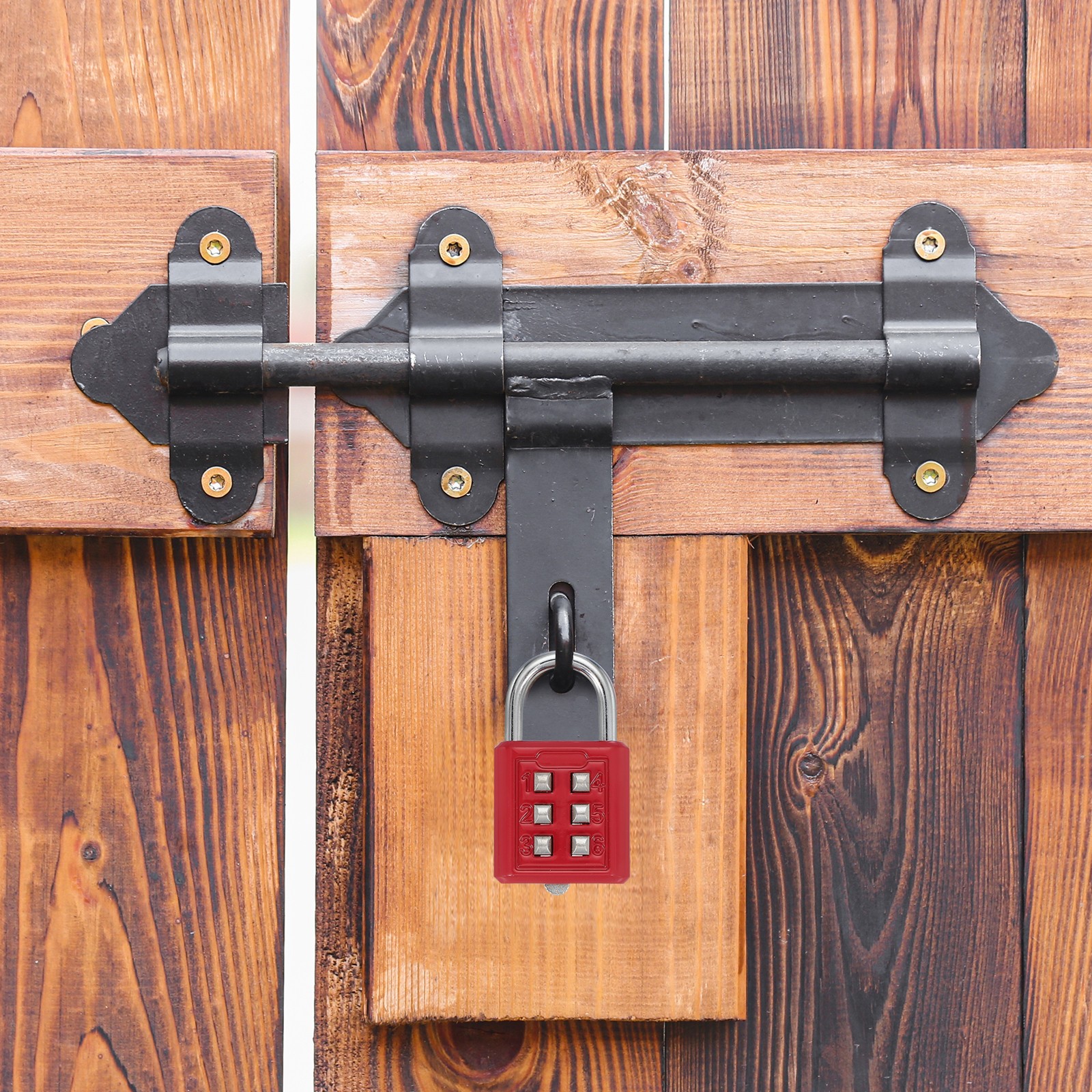 Push Button Combination Padlock 6-Digit 3-Position Lock Red