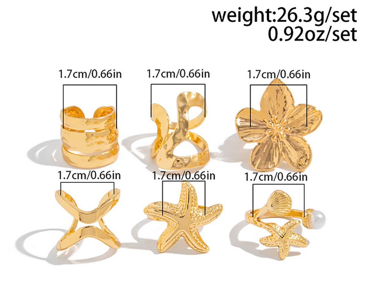 Stylish Trendy Chic Bohemian Beachy Vacation-ready Ocean Vacation Style Ring Set