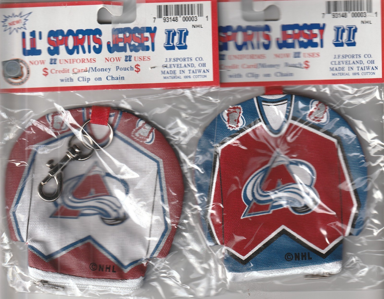 J.F. Sports -Pair of Colorado Avalanche Hockey Jersey Key Chain.