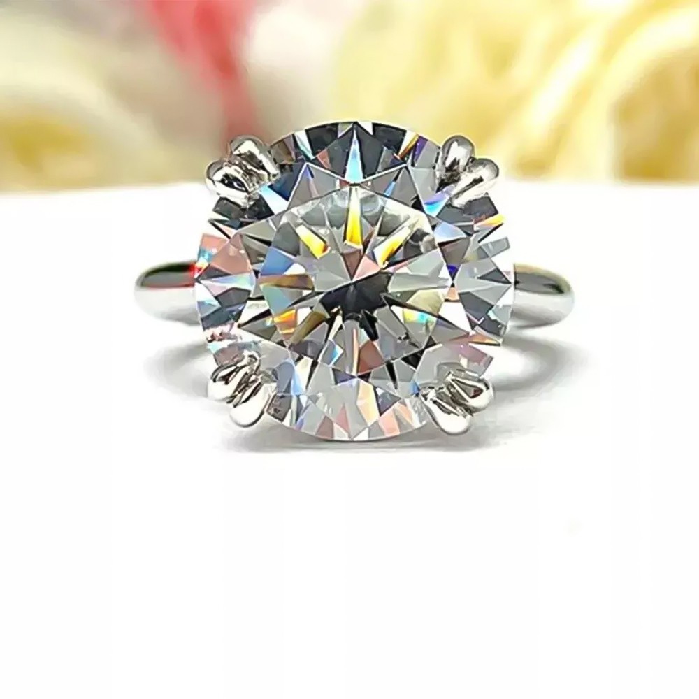 Certified 6.65 Ct Round Cut White Diamond Solitaire Ring 925 Sterling Silver