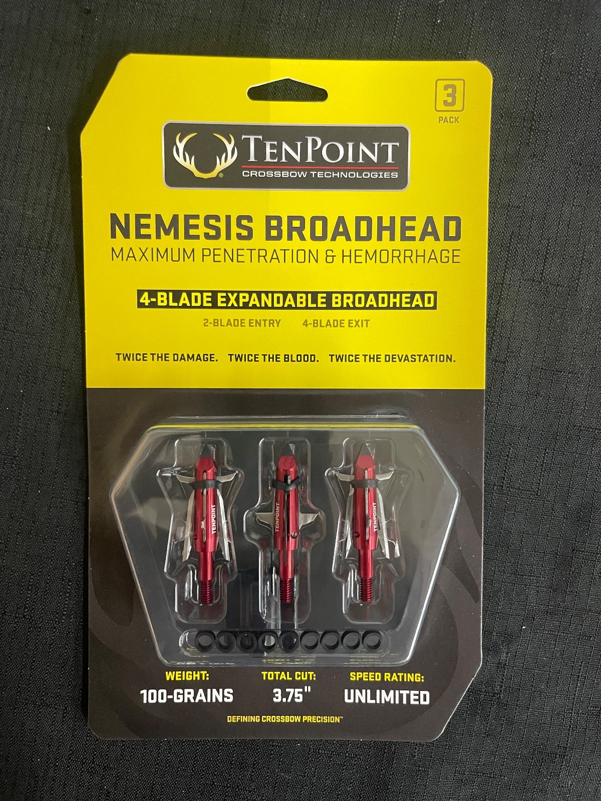 TenPoint Nemesis 4 Blade Expandable Crossbow Broadhead 3 Pack BRAND NEW