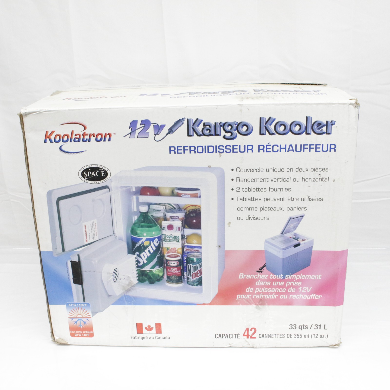 Koolatron Portable Car Cooler Warmer Iceless 12V 33 Quart 31 L White
