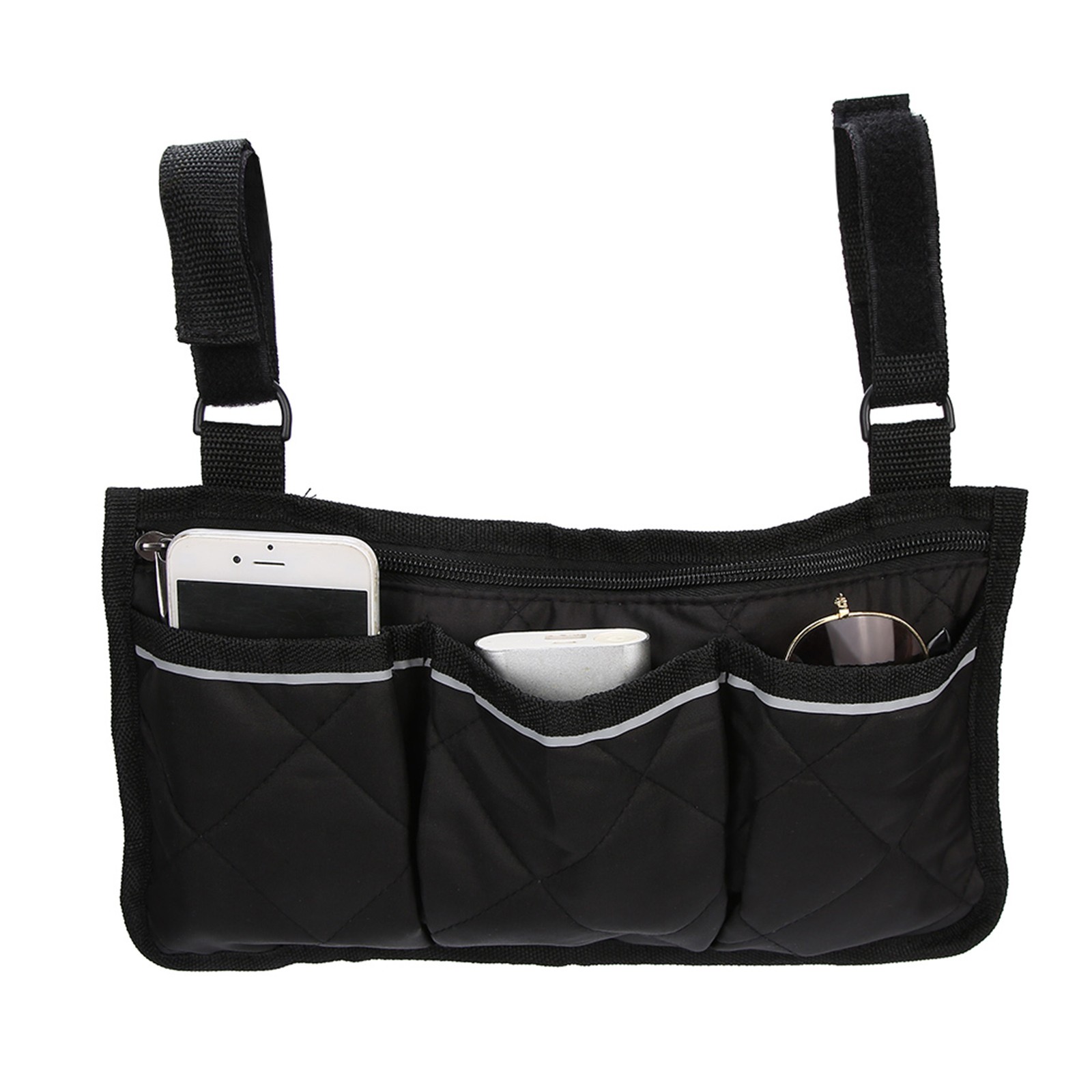 Multi-Pocket Wheelchair Side Bag - Black Storage Organizer For Mobility Aids