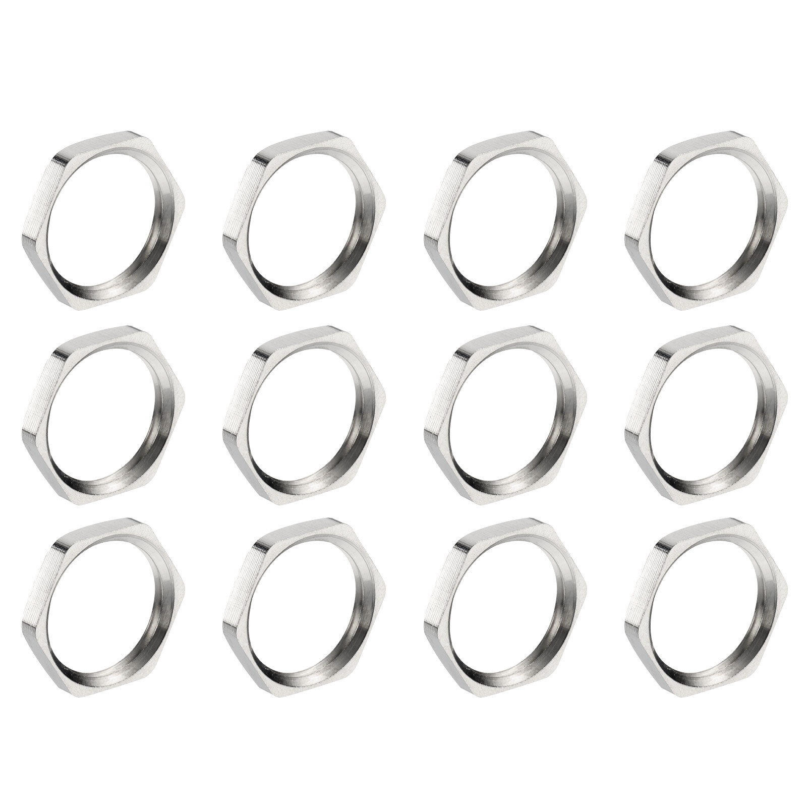 12PCS Cast Pipe Fitting Hex Locknut Nut NPT3/8" Female Thread Silver Tone