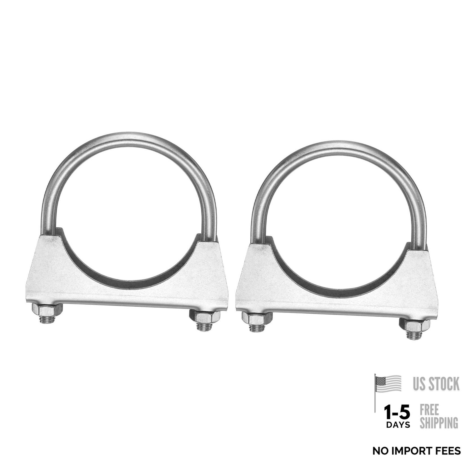 2pcs U Bolt Muffler Exhaust Clamp/2.24" 304 Stainless Steel U-Bolt Clamps 57mm