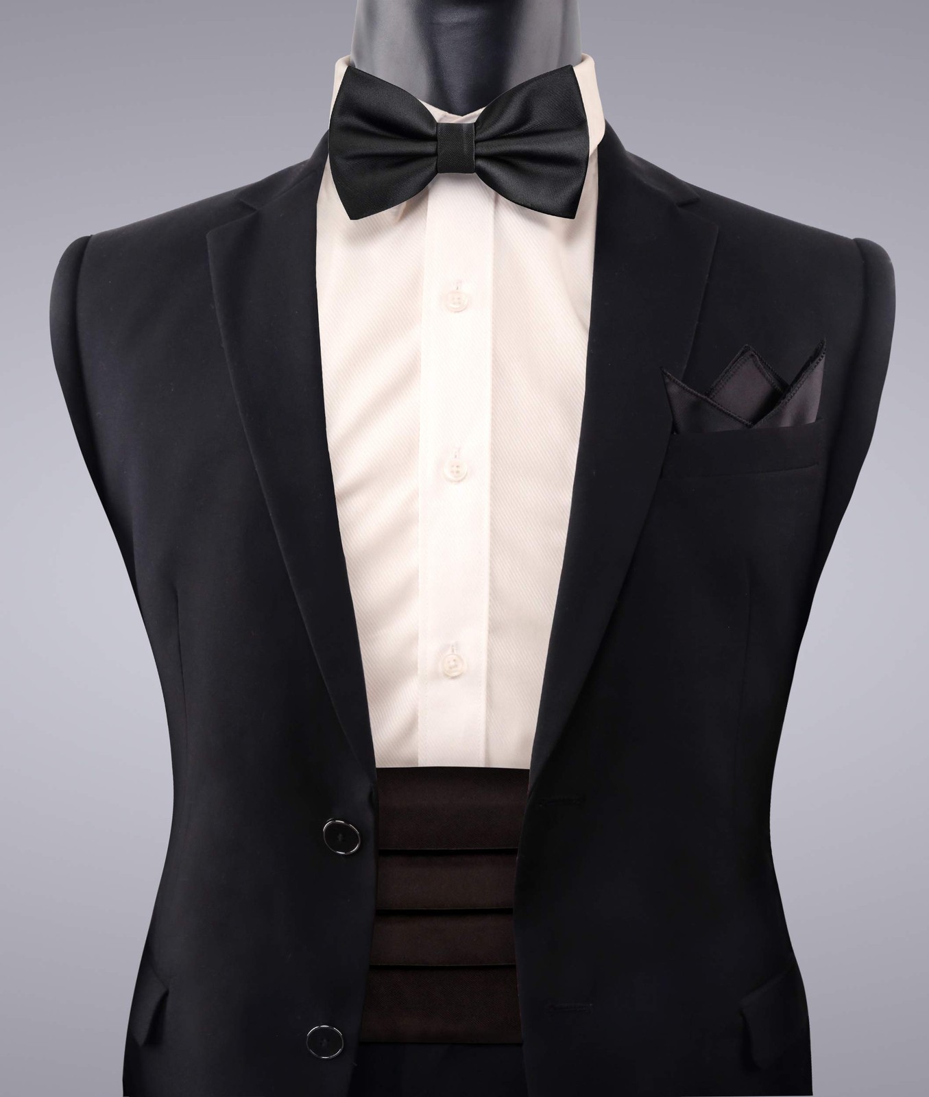 Multicolored Silk Solid Cummerbund for Mens Gift Bow Tie Set, Black