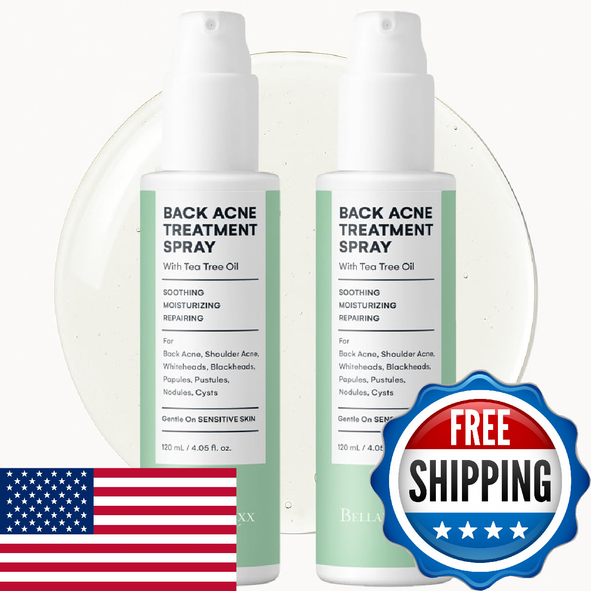 BellamiLuxx Back and Body Acne Treatment Spray: 2% Salicylic Acid & Tea Tree Oil