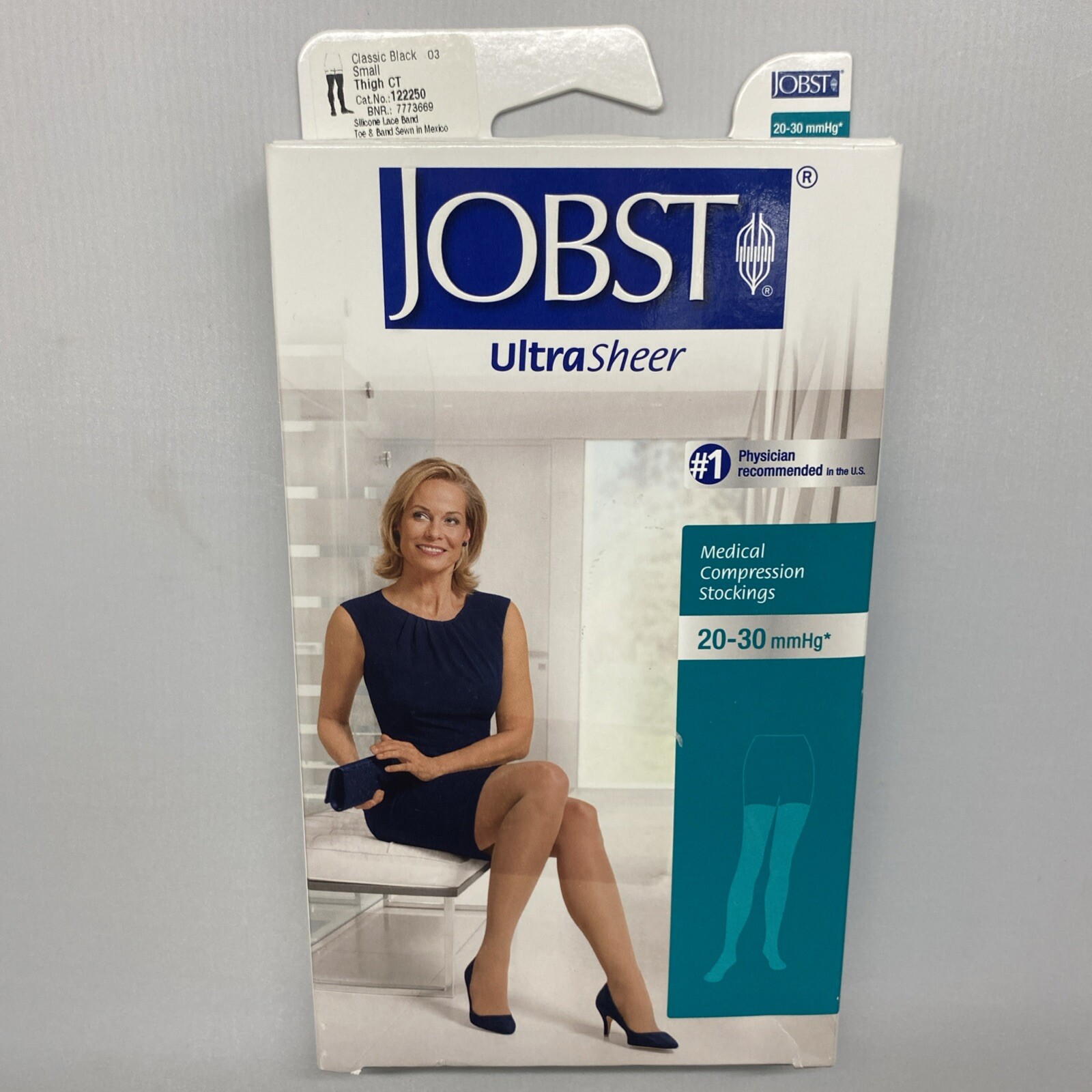 NIB JOBST WOMENS ULTRASHEER THIGH CT STOCKINGS 20-30 SMALL BLACK LACE TOP BAND