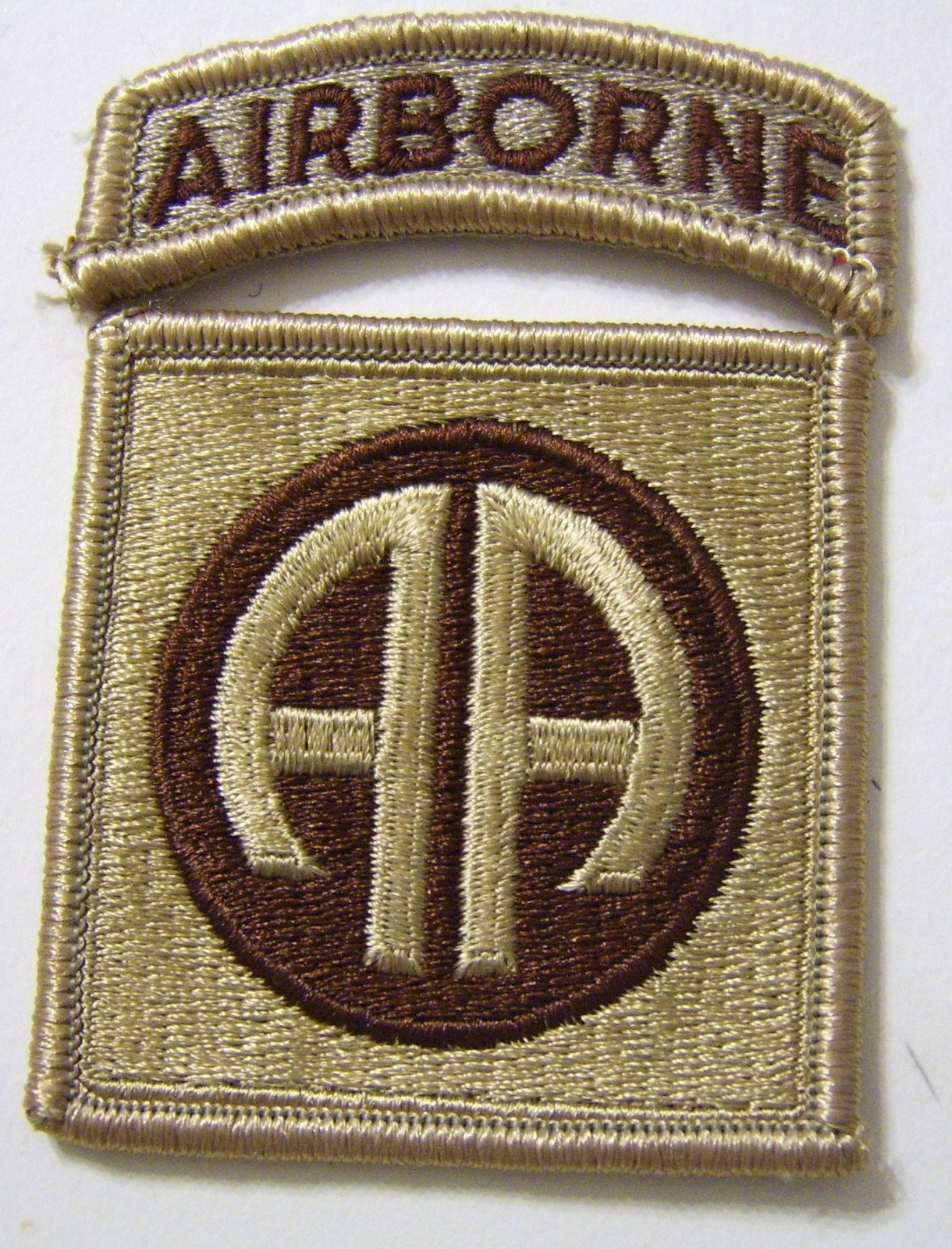 82nd AIRBORNE DIVISION PATCH / TAB SET - DESERT TAN COLOR