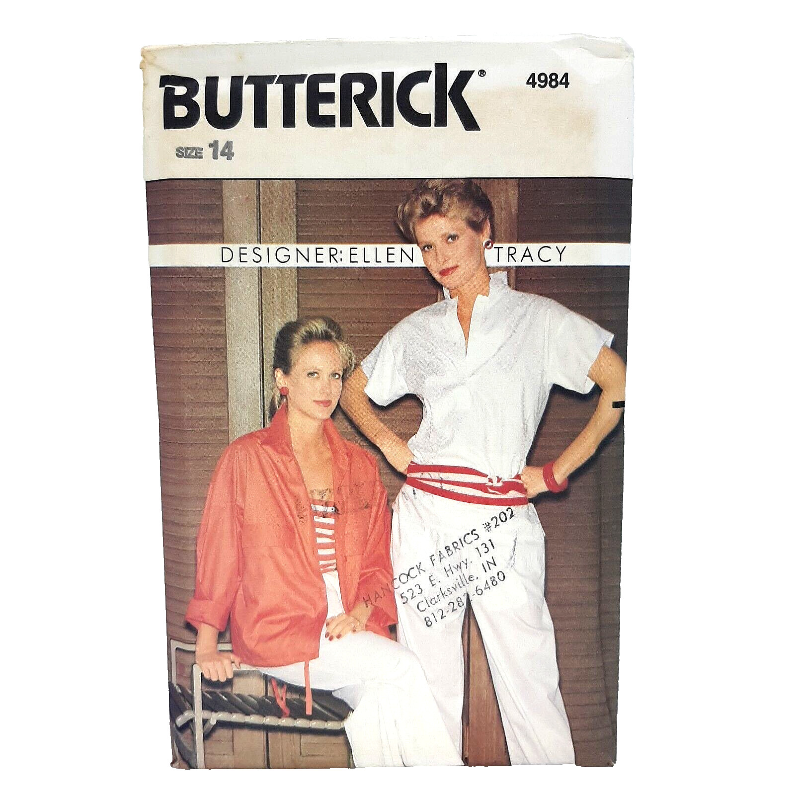 Butterick 4984 VTG 80s Ellen Tracy Jacket Top & Pants Sz 14 Pattern UC FF Misses