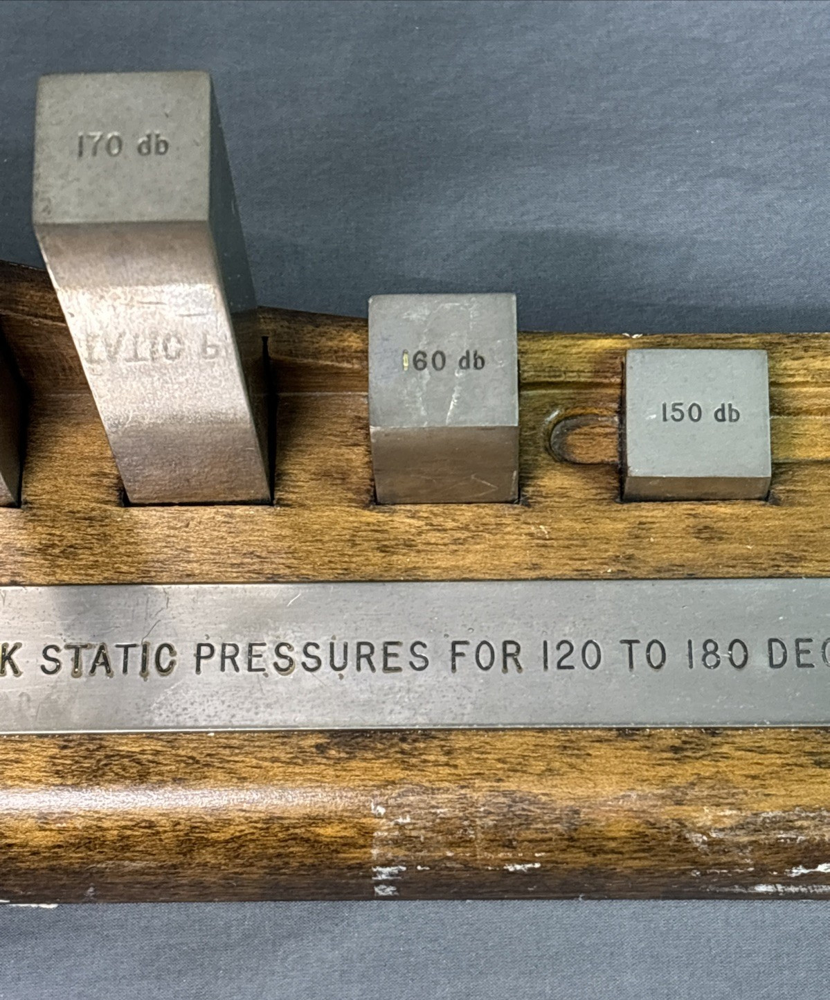 Vintage Acoustic Demonstration Display – Peak Static Pressures for 120–180 Decib