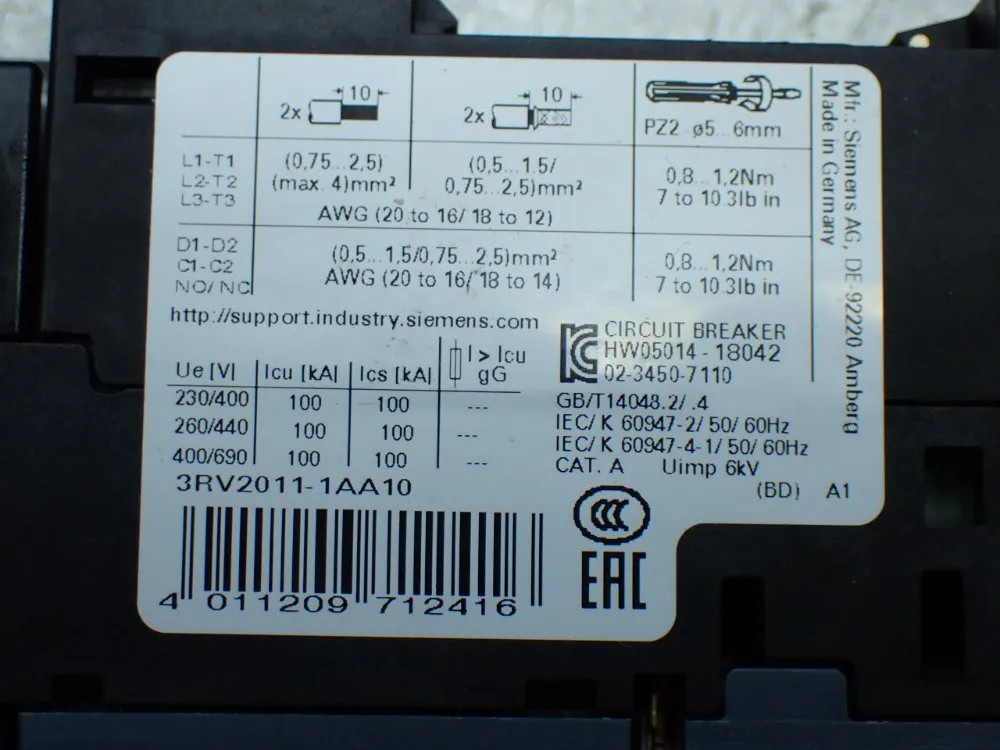 SIEMENS COMBINATION STARTER 3RA21101AA151BB4