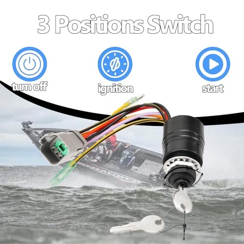 129572 Ignition Switch with 2 Keys Compatible with Tracker Boats, 3 Position 6