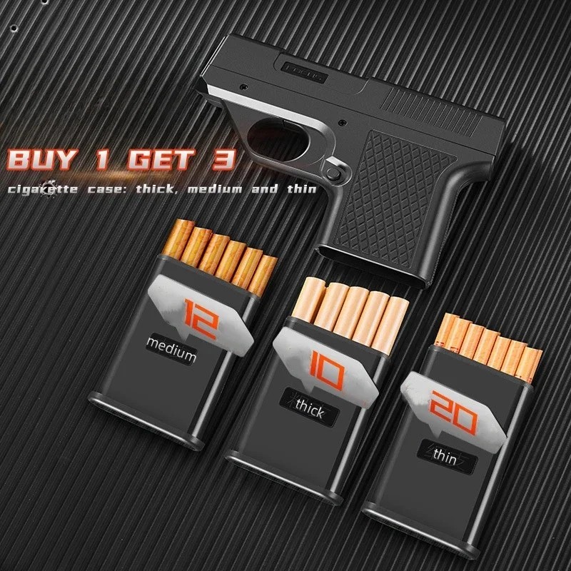 New Gun Pistol Jet Flame Lighter Windproof Butane Cigarette Holder Gift