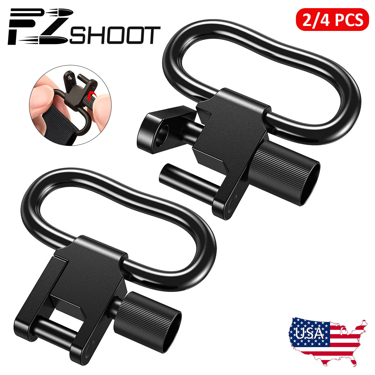 Rifle Sling Swivels 1/1.25" Width 275LB Heavy Duty Quick Detach Swivels Loop USA
