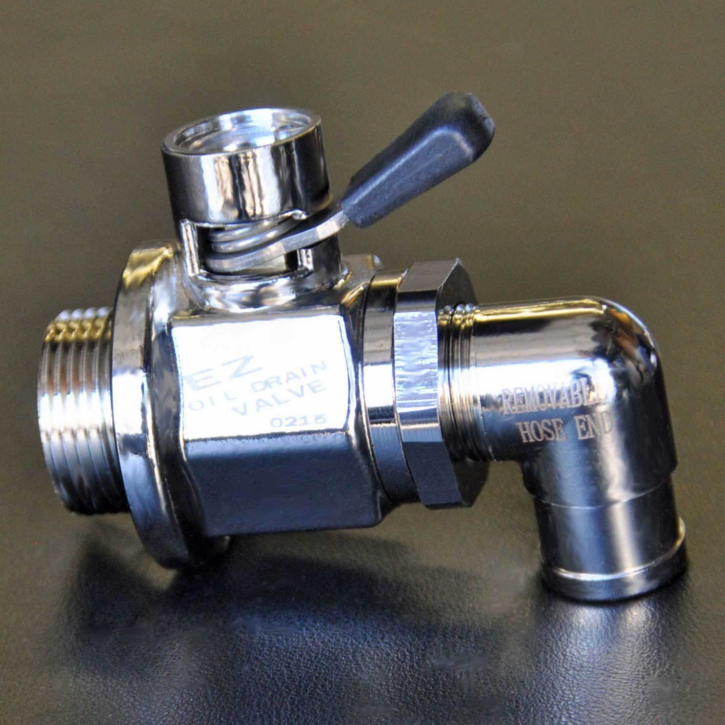 EZ Engine Oil Drain Valve EZ-205(1 1/8"-12 UNF) & L-Shaped Hose End L-002 COMBO