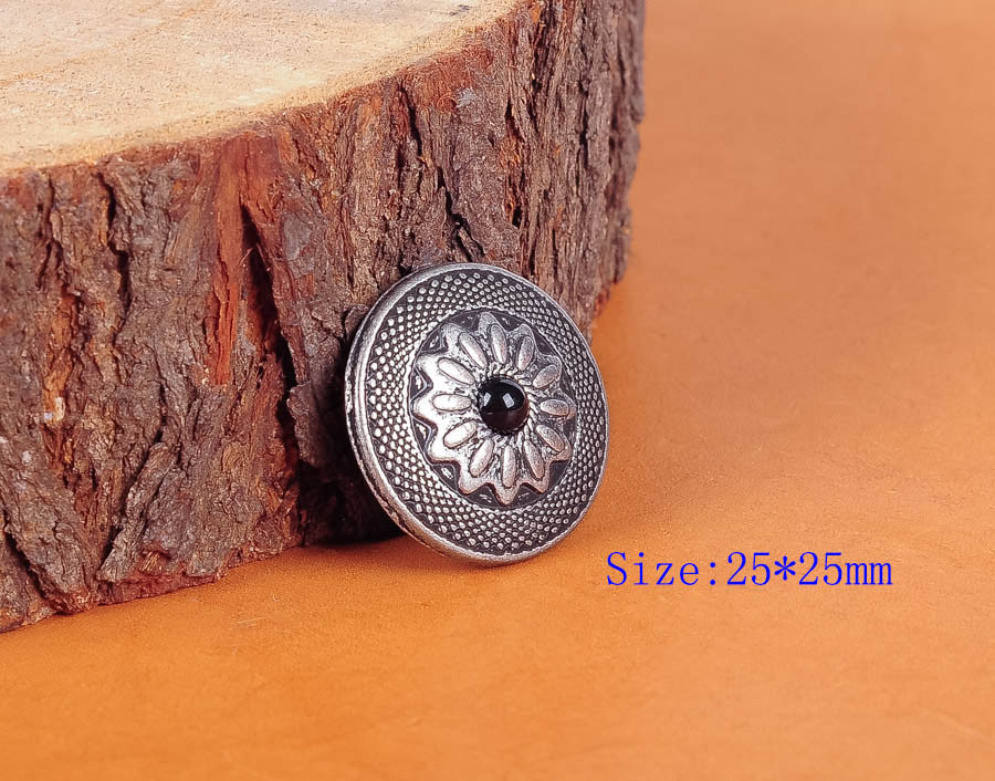 10PC 1" RETRO Silver FLORAL WESTERN LEATHERCRAFT WALLET BELT CONCHOS SCREWBACK