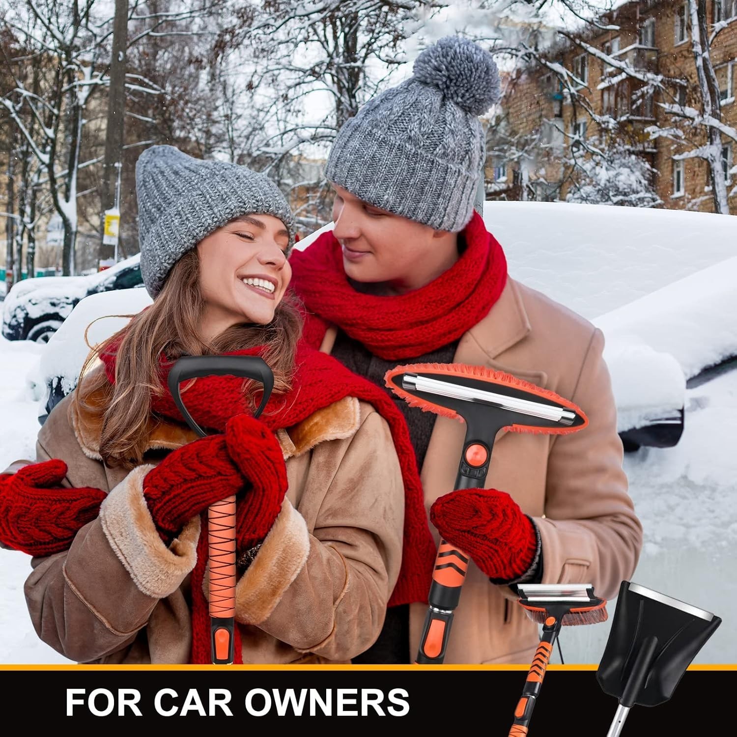 Durable Extendable Ice Scraper & Snow Shovel with Foam Handle - Winter Must-Have