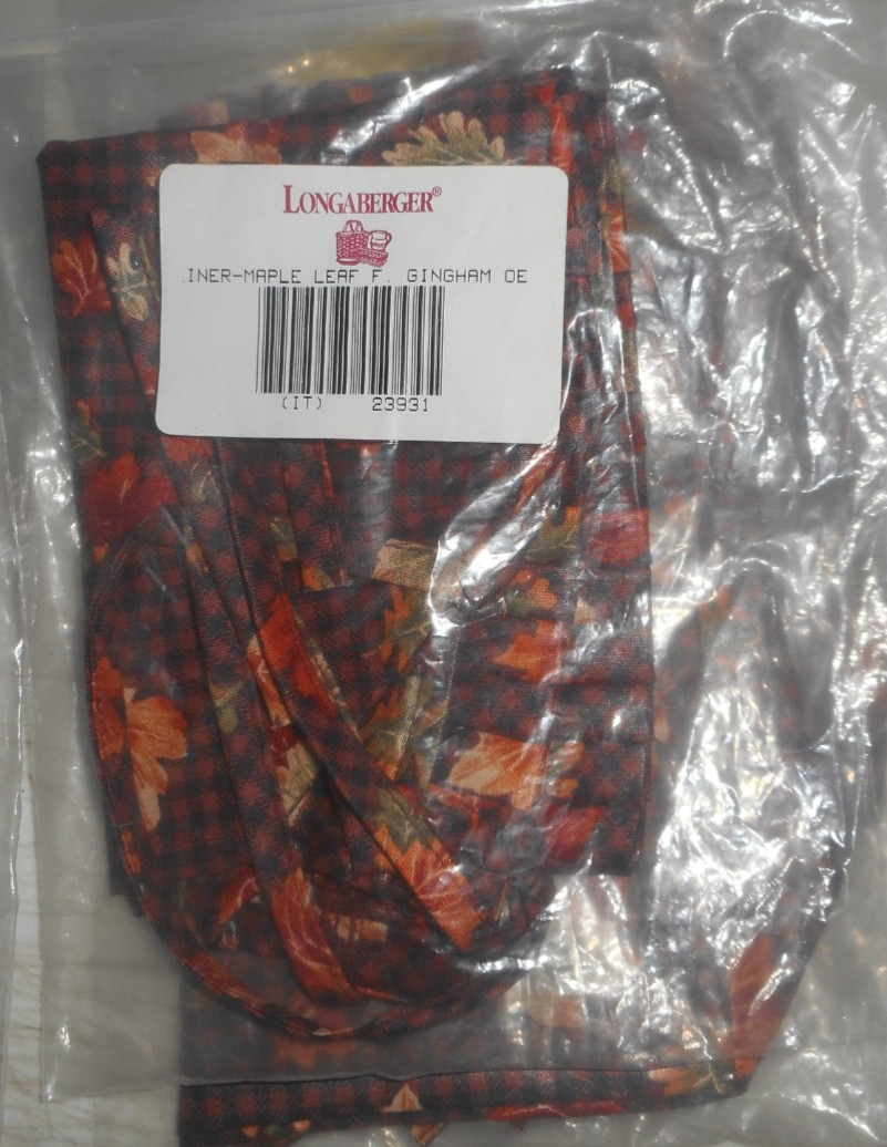 Longaberger Maple Leaf F Gingham Basket Over the Edge Liner #23931