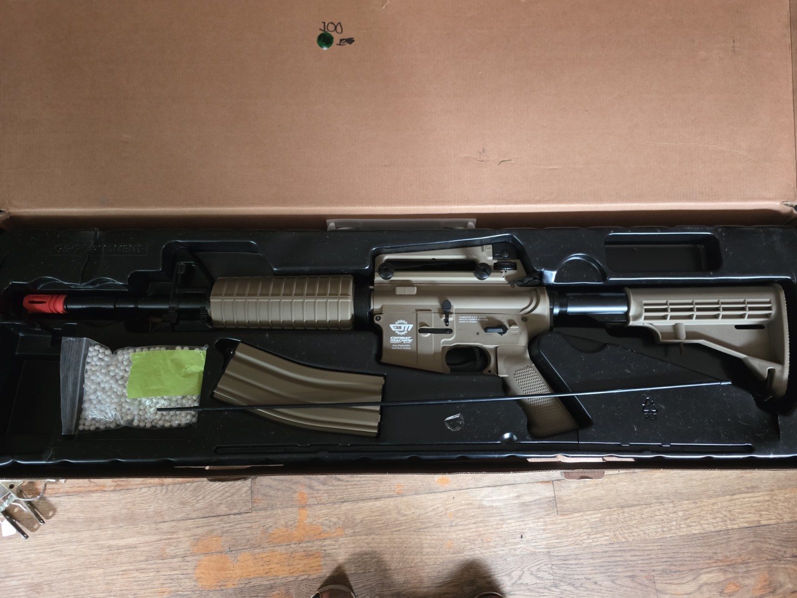 G&G Armament Combat Machine 6mm Pellet SemiAuto AEG Airsoft Rifle Tan Untested