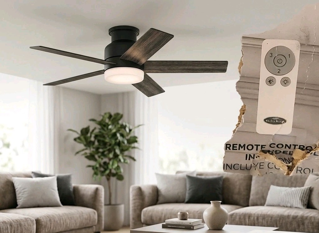 Harbor Breeze Bristle 44" CEILING FAN +REMOTE w/Matte Black Blades
