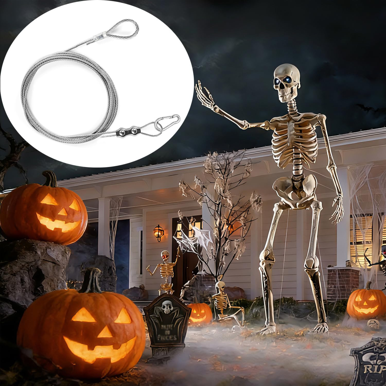 12 Ft Skeleton Part U Replacement Tether Cable Guy Wire | Adjustable Length, Rep