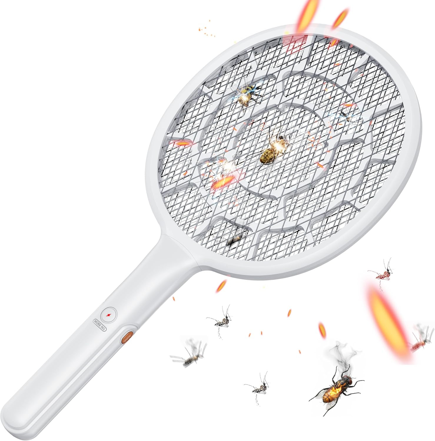 Electric Fly Swatter Bug Zapper Companion Mosquito Killer Racket Gold Voltage