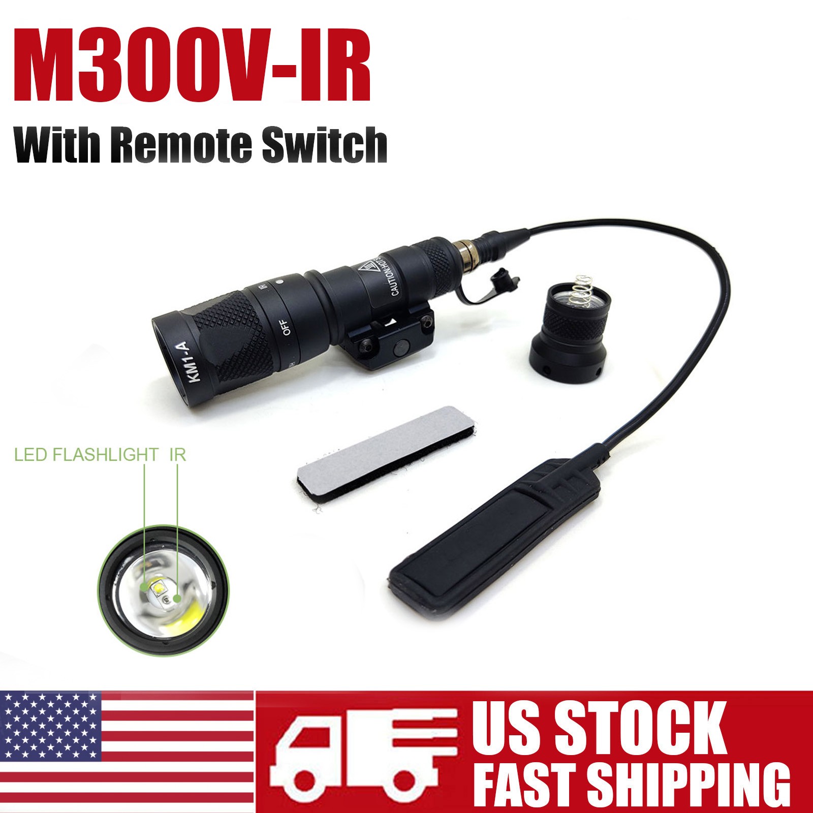 Tactical M300V-IR LED & IR Flashlight M300 Mini Weaponlight with Tail Switch US