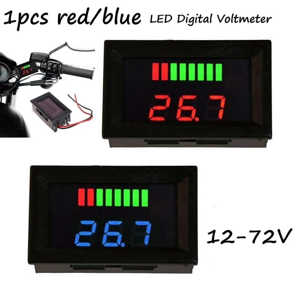 Quality LED Digital Voltmeter 12V-72V -10-65 ℃ 5-15mA 8 Levels Panel Meter