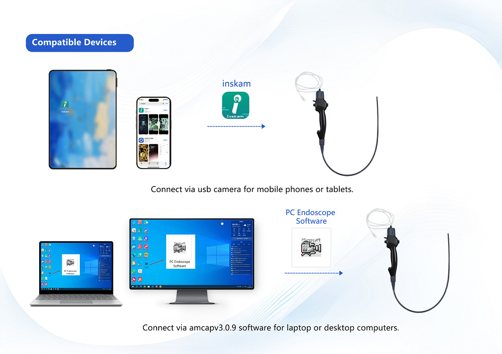 USB Disposable Electronic Flexible Endoscope 650mm Support Phone Pad Laptop PC