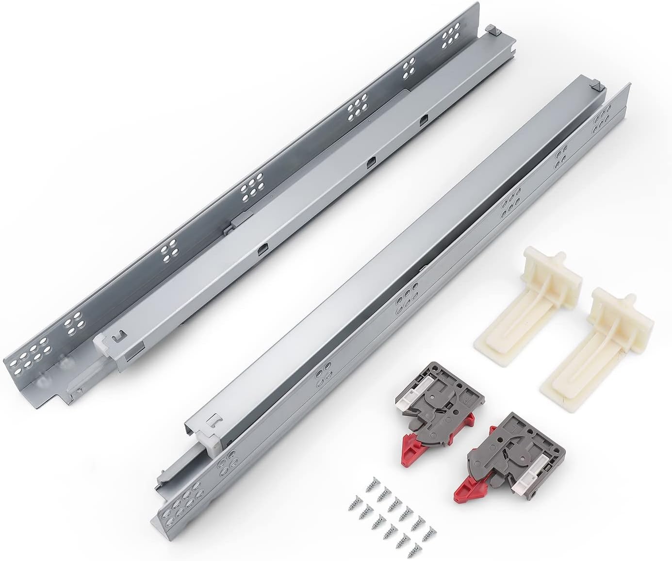 Knobonly 3 Pair Silver Drawer Slides Bottom Mount, Soft Close Drawer Slides 21 I
