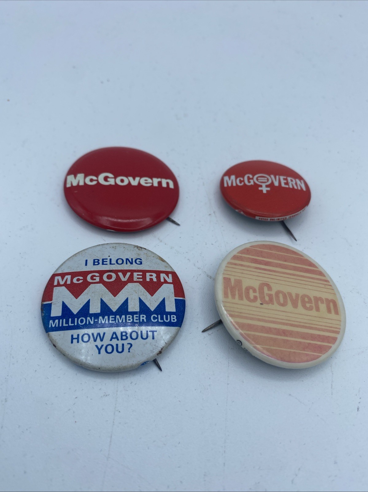 4 VTG George McGovern Political Campaign Buttons Pins 1-1.5”
