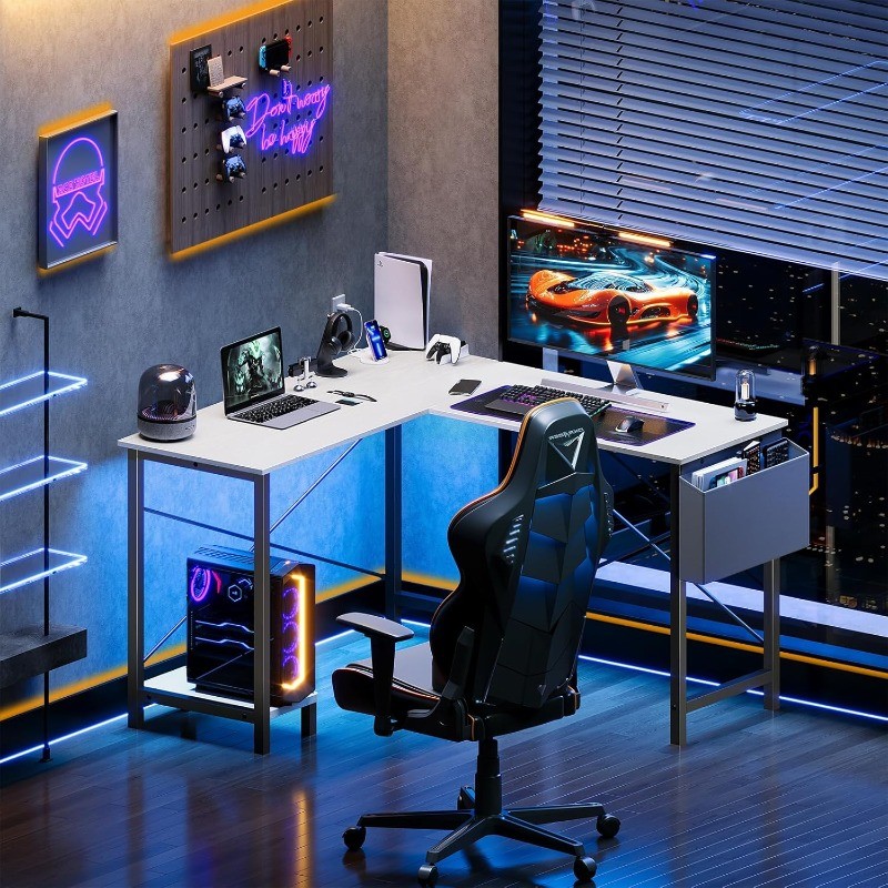 Shaped Desk Computer Gaming Corner Table 50 Inch Home Office Writing Student