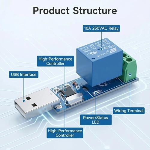 USB Serial Port Control Relay Module Sturdy Durable Lightweight USB Relay Mod...