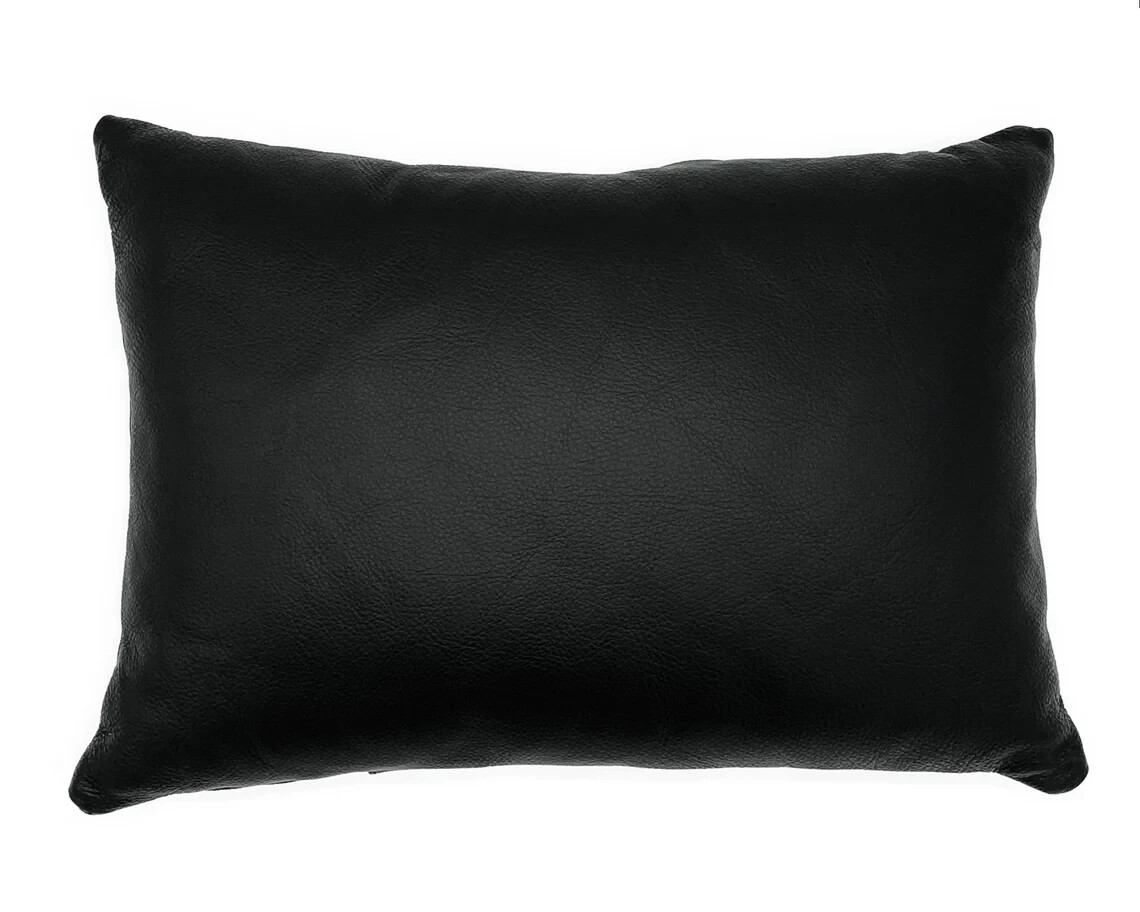 Authentic Leather Black Lumbar Pillow Cover Only Or With Cushion Couch Decor