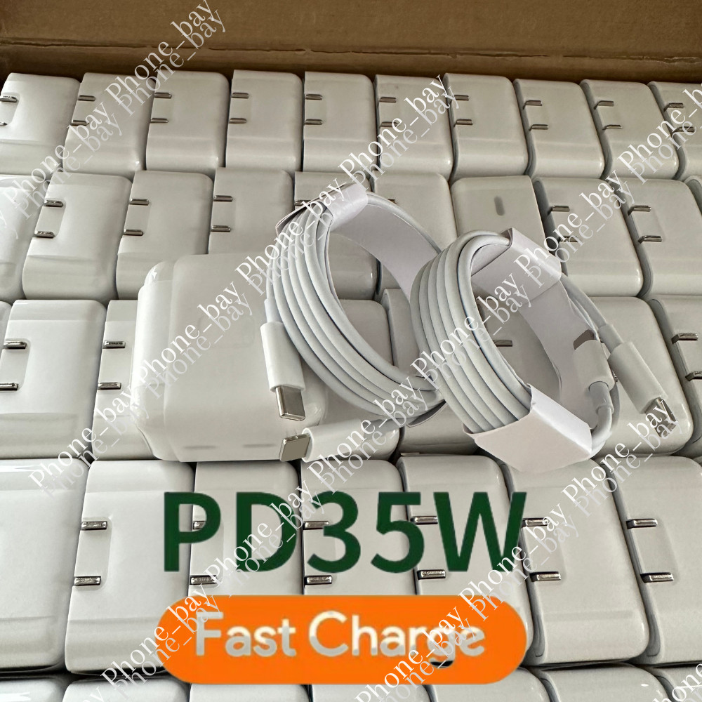 PD 35W Dual USB C Ports Fast Charger Adapter Type C Cable For iPhone 14/13/12/11