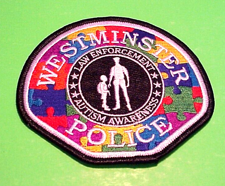 WESTMINSTER CALIFORNIA  ( AUTISM AWARENESS )  4 1/2" x 4"  POLICE PATCH
