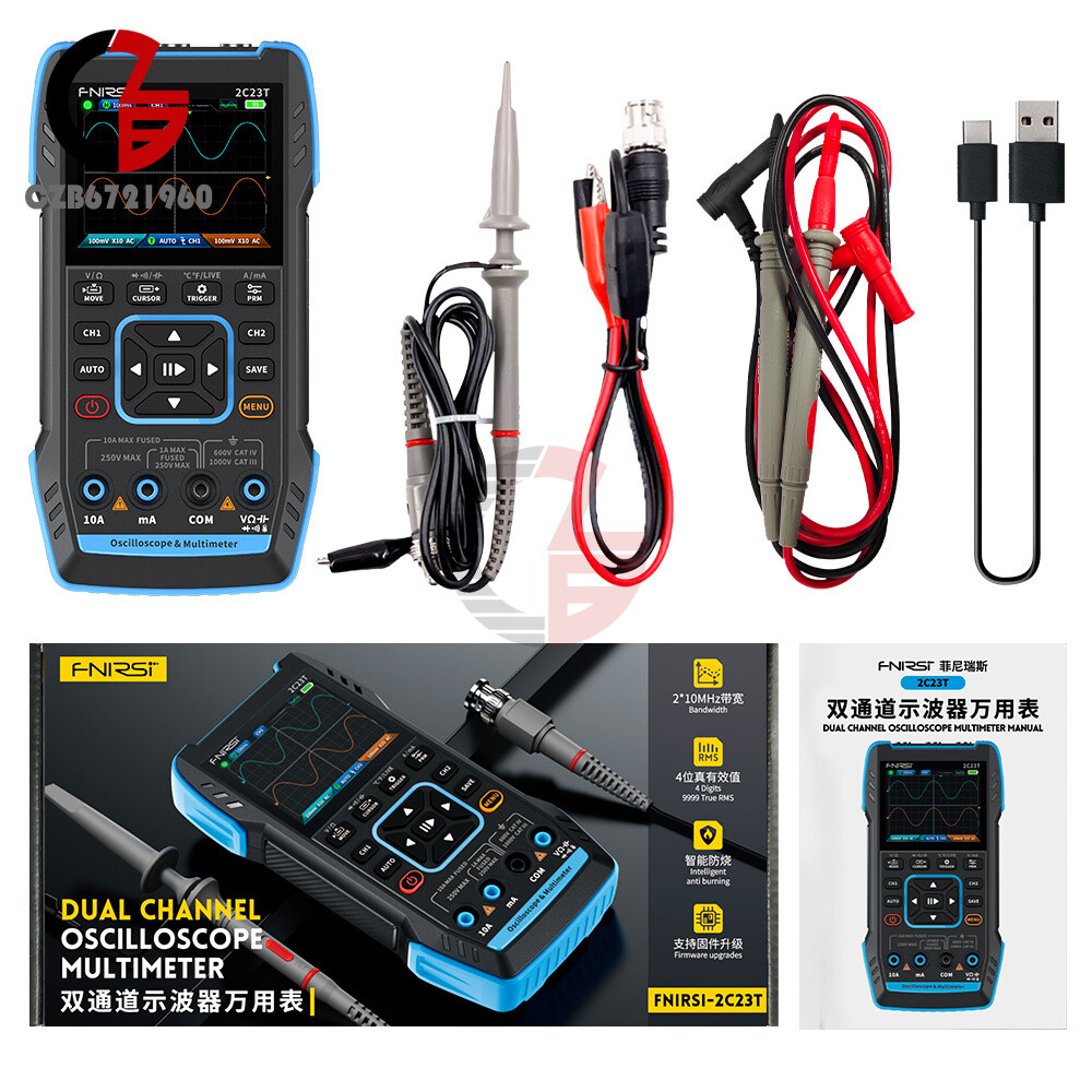 FNIRSI 2C23T Handheld Digital Oscilloscope Multimeter+Function Signal Generator
