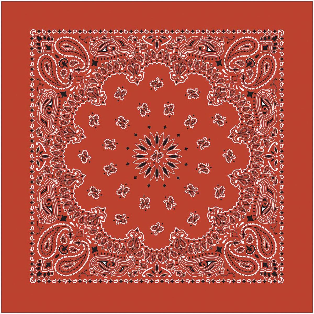 Carolina Manuf USA Paisley Bandanas - Terracotta, 22" Cotton Set of 3