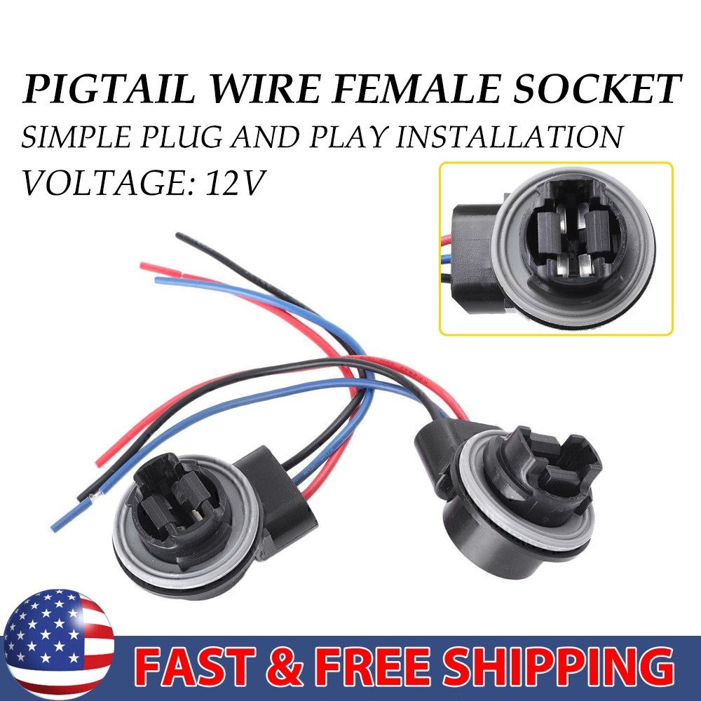 Universal Wire Pigtail Female Socket 3157 S Two Harness Turn Signal Park Brake