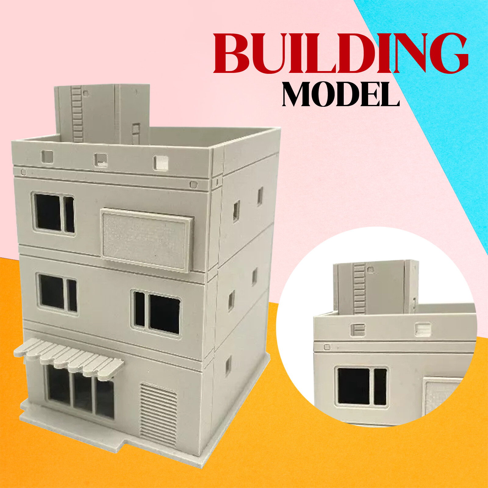 Diorama 1:64 Scale City Buildings Model Train Railway Layout House Hotel Model