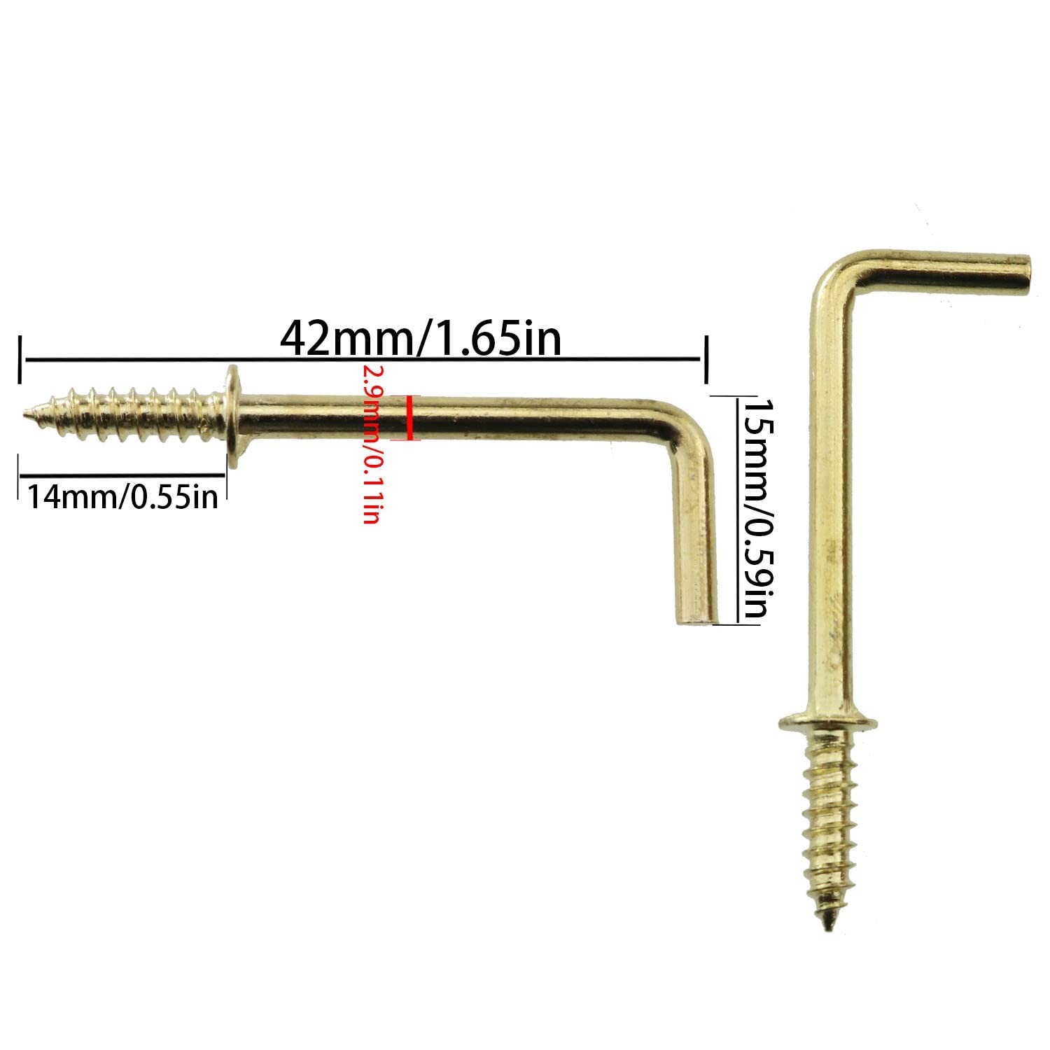 50PCS 1-1/4 Inch L Shape Hooks Self-Tapping Screws L Shape Hooks Right Angle ...