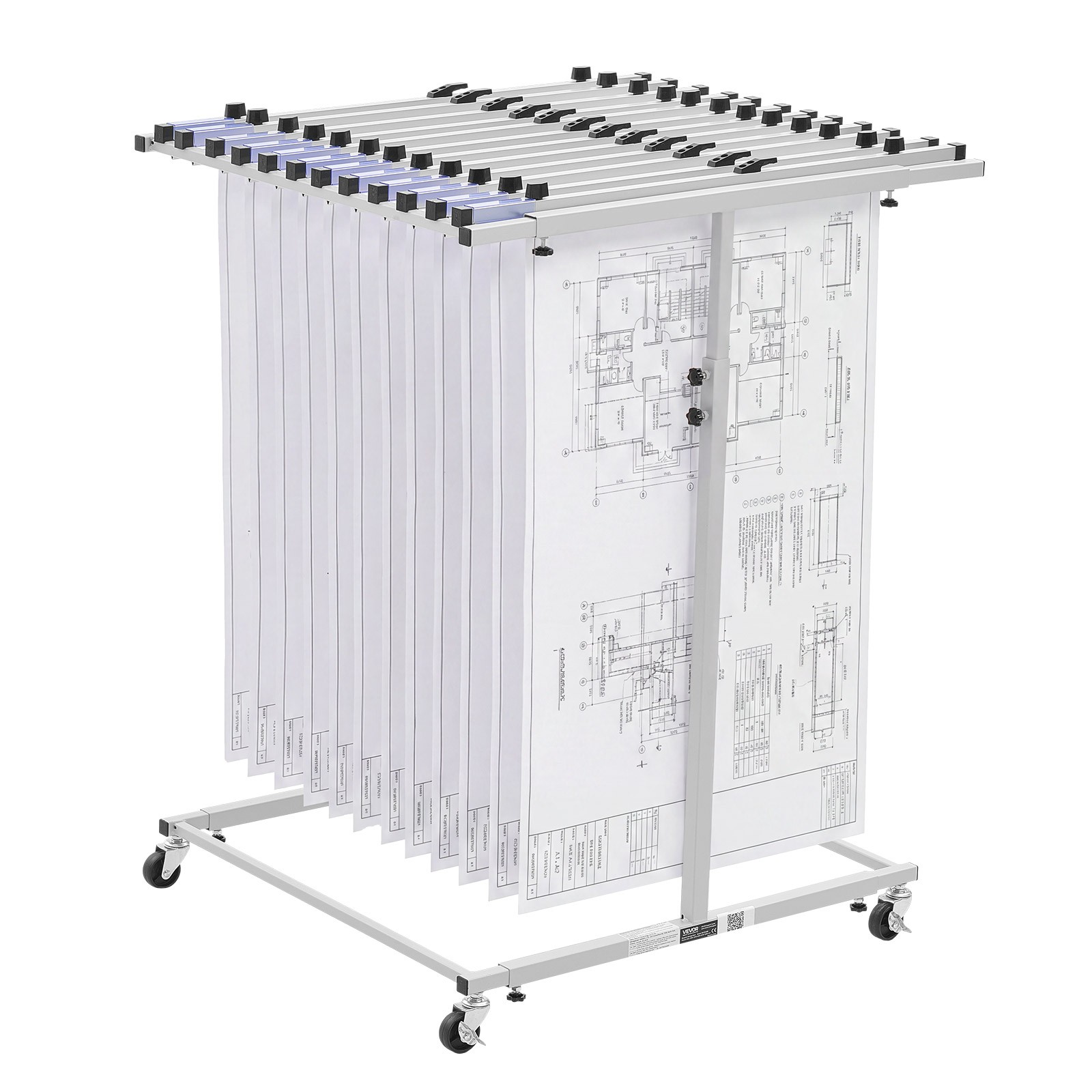 VEVOR Blueprint Storage Rack Steel Mobile Adjustable Blueprint Holder No Clamps