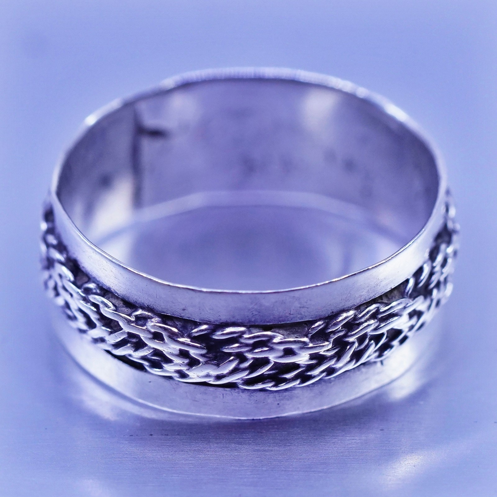 Size 7, vintage Sterling 925 silver handmade ring, cable band