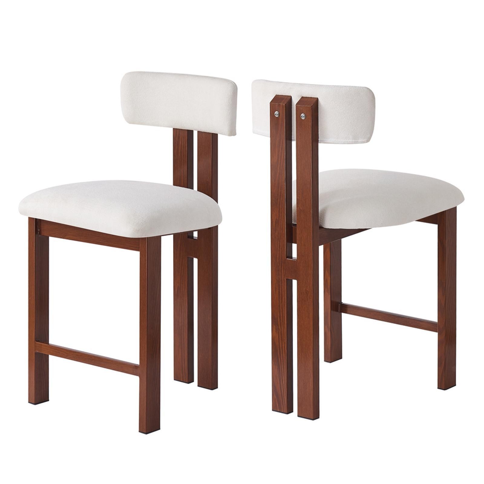 26.5'' Upholstered Round Stools with Low Back - Iron Frame & Stylish Design for